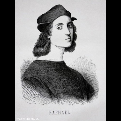 RITRATTO,RAPHAEL,RAFFAELLO,INCISIONE,STAMPA ANTICA,1800