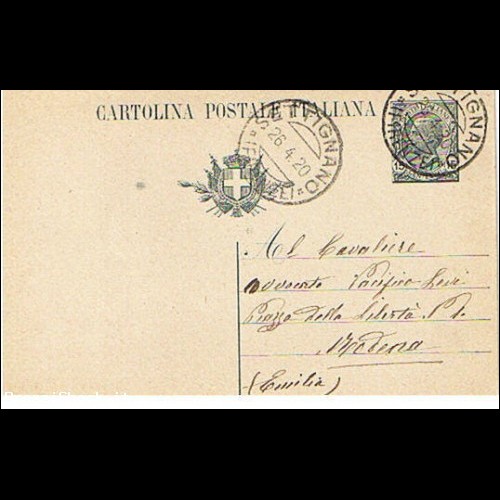 INTERO POSTALE C45 - MILL.1919 - CENT. 15 ARDESIA - USATA