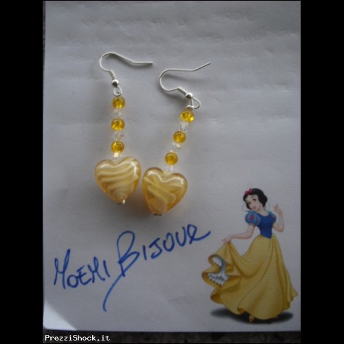 orecchini pendenti cuore swarovski perle vetro scopp giallo