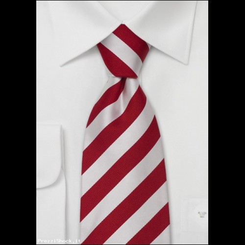 Cravatta righe rosse bianche argenteo