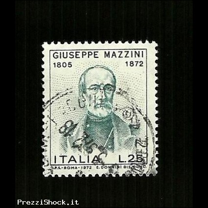 Francobolli Italia Repubblica 1972 - Giuseppe Mazzini da Lir