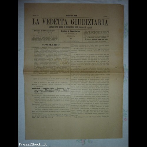 La Vedetta Giudiziaria n1 del Gennaio 1912