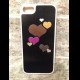 Cover Custodia Case iPhone 5/5s rigida nera con cuoricini.