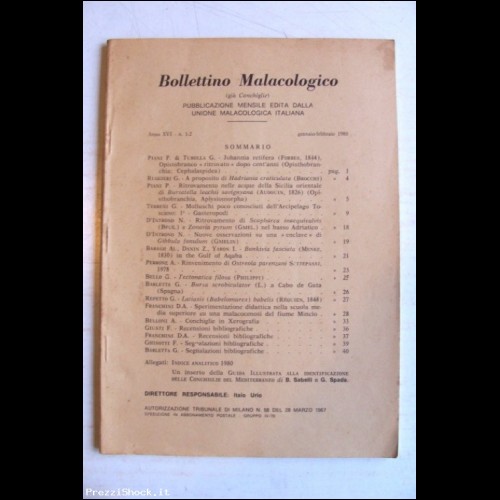 Bollettino Malacologico - Anno XVI N. 1-2 1980