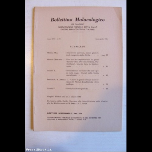 Bollettino Malacologico - Anno XVII N. 3-4 1981
