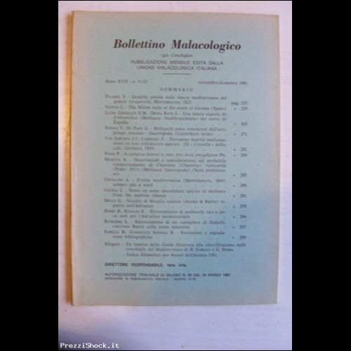 Bollettino Malacologico - Anno XVII N. 11-12 1981