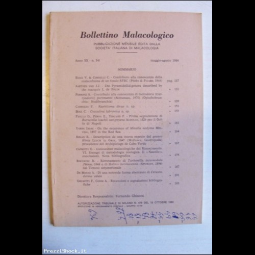 Bollettino Malacologico - Anno XX - N. 5-8 1984