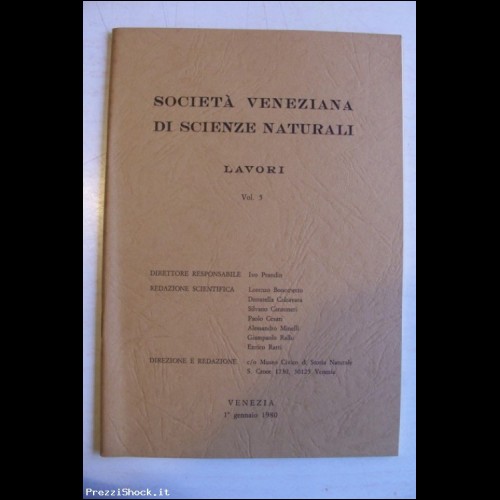 SOCIETA' VENEZIANA DI SCIENZE NATURALI - Lavori - 1980