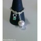 Anello catena con perla naturale  smeraldo ct 0,18