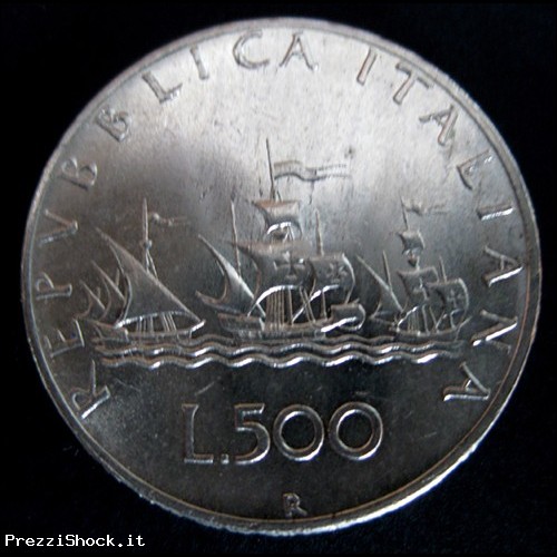 *S* Italia Repubblica 500 lire argento 1959 CARAVELLE QFDC