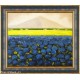 Quadro dipinto Paesaggio con cornice oro e blu