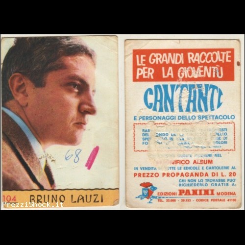 Figurine PANINI - CANTANTI 1968 - 104 Bruno Lauzi