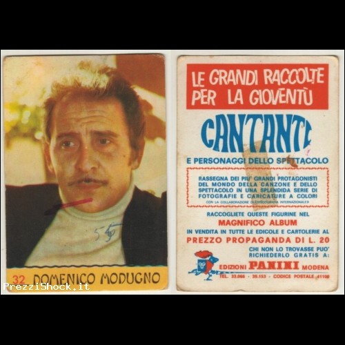 Figurina PANINI - CANTANTI 1968 - 32 Domenico Modugno