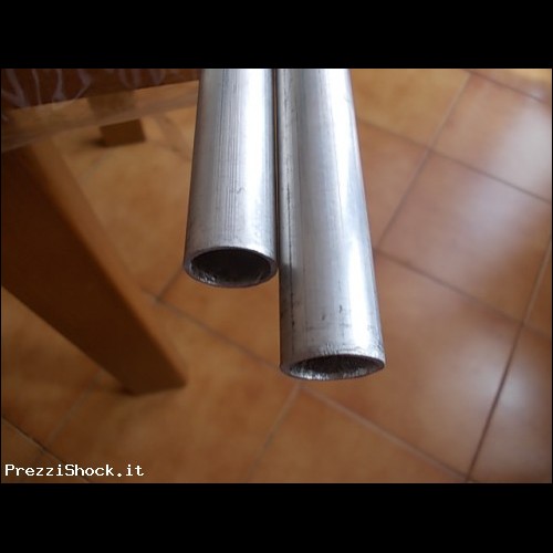 2 Tubi in alluminio d. ext 18mm, lunghezza 1m,spessore 1,5mm