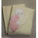 Coperta pile lettino neonato beige ricamata rosa