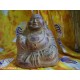 Buddha felice in terracotta decorata anticata