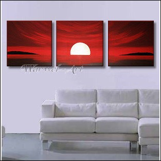 Sundown XXXVI ~ 3 Quadri 50x160cm ~ ORO ~ dipinto su Tela
