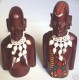Statuine coppia busti masai in legno originali dal Kenya