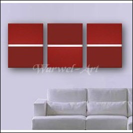 Replace Red ~3 Quadri 50x130cm~ Dipinto Moderno Acrilico