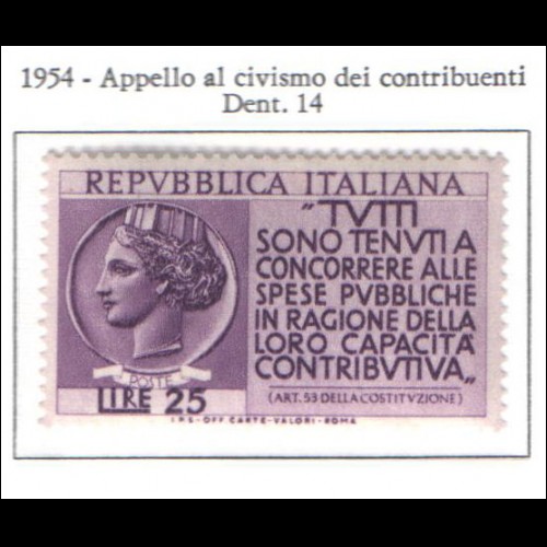 1954 - ITALIA - REDDITI - SERIE COMPLETA ** MNH
