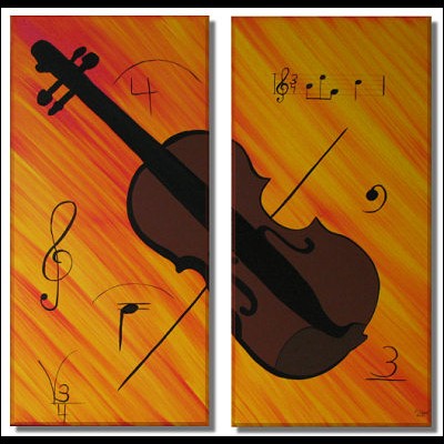 Violine ~ 2 Quadri 80 x 80 cm Dipinto Moderno Acrilico su