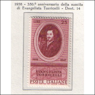 1958 Italia - 350 anniversario della nascita Torricelli
