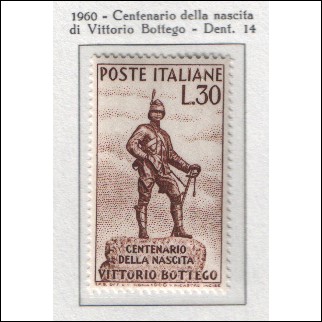 1960 Italia - Centenario della nascita di Vittorio Bottego