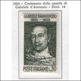 1963 Italia - Centen. della nascita di Gabriele d'Annunzio