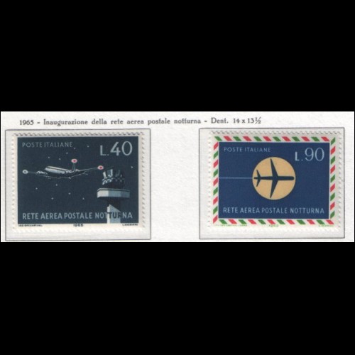 1965 - ITALIA Inaugurazione rete aerea postale notturna