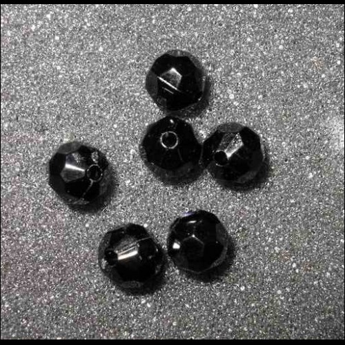 Perlina sfaccettata in plastica 6mm colore nero