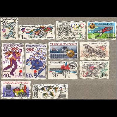 Cecoslovacchia: lotto di francobolli sportivi timbrati