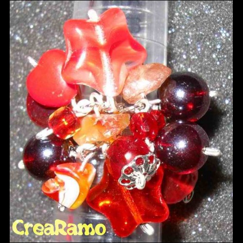 Anello perle in vetro color rosso