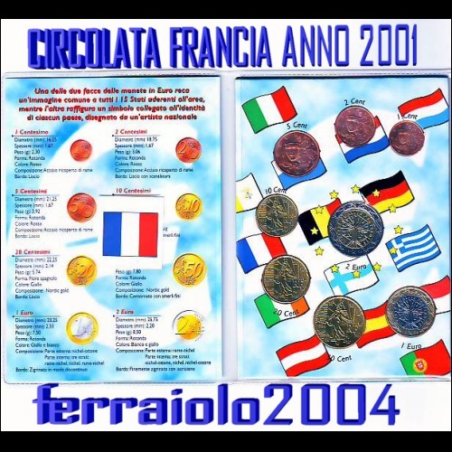 SERIE FRANCIA ANNO 2001 IN BLISTER COLORATO