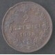 ITALIA REGNO 1908 - 2 centesimi cifra - BB
