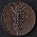 ITALIA REGNO 1932 - 5 centesimi spiga - BB/SPL