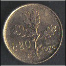 ITALIA REPUBBLICA 1976 - 20 LIRE bronzo - FDC