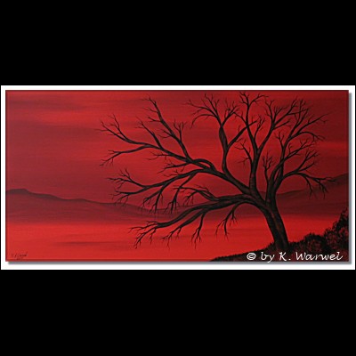 Warwel ~Afterglow~ 40cm x 80cm ~ Paesaggio, albero, Dipinti