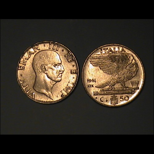50 cent. 1941  XIX magnetica   Vittorio  Emanuele III