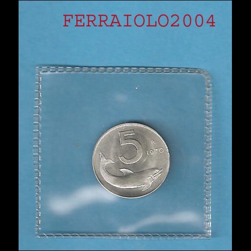 Moneta da 5 lire delfino italia anno 1970  fdc da serie