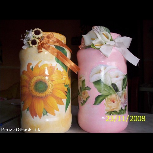 Vasi realizzati con Decoupage h 24 cm.. Idea Regalo..