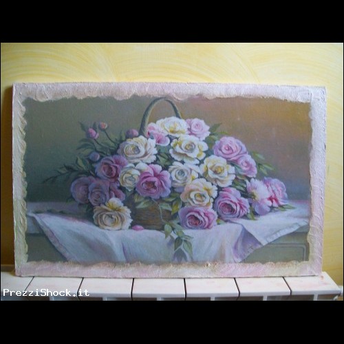 Quadro con fiori decorato in decoupage 50x30