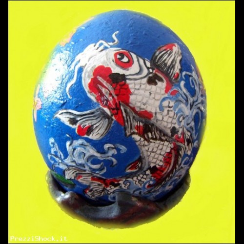 Uovo di struzzo dipinto a mano su base Raku