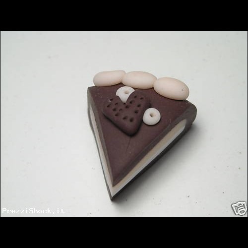 Charm Fimo Cernit torta cioccolato kawaii handmade 1pz