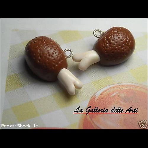 Charm Fimo Cernit cosce di pollo miniature handmade 1pz