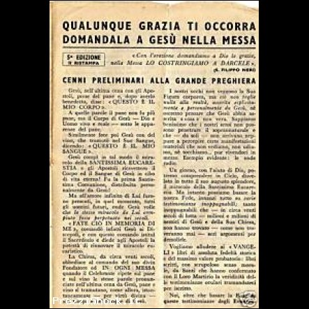 VOLANTINO OPERA DI APOSTOLATO ZELATORI DELLA MESSA 1948