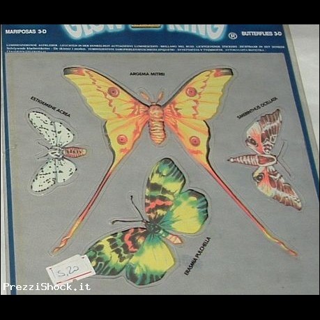 adesivi stickers scrapbooking farfalle fosforescenti 3D