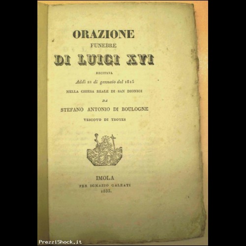 vanper offre libretto Orazione Funebre di Luigi XVI