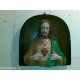 CAPOLETTO IN GESSO "GESU'" SU BASE LEGNO NOCE ANNI 50