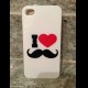 Cover rigida bianca con tema I Love Baffi per iPhone 4/4s