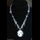 COLLANA DONNA PIETRE STRIATE CRISTALLO PENDENTE ROTONDO